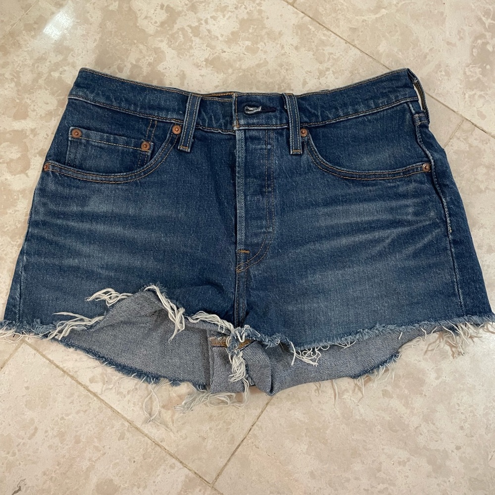Levi Jean shorts! Size 26. Dark wash